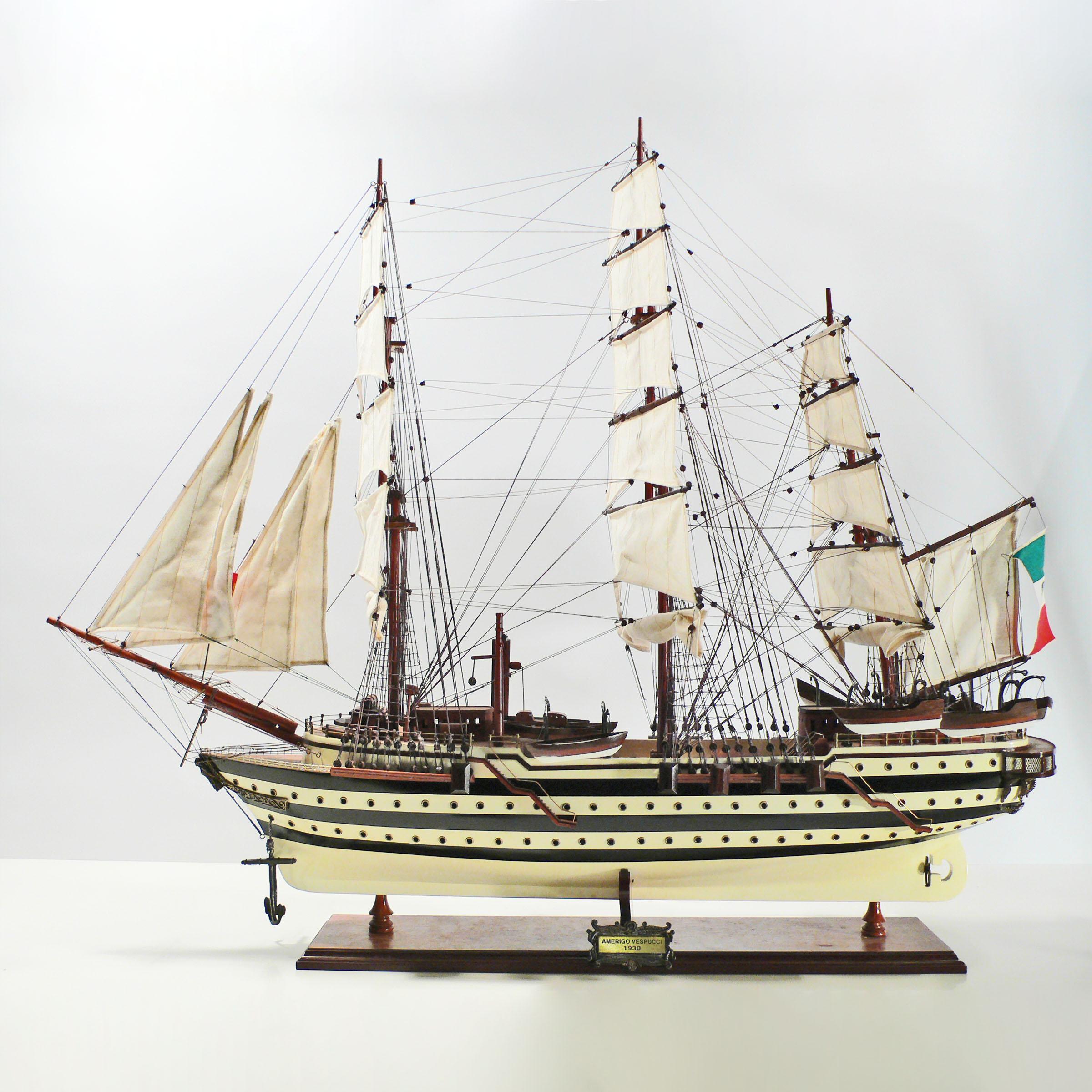 Maquette De Voilier Amerigo Vespucci En Bois 65 Cm - Déco Nautique, Fait Main, Collection, Cadeau