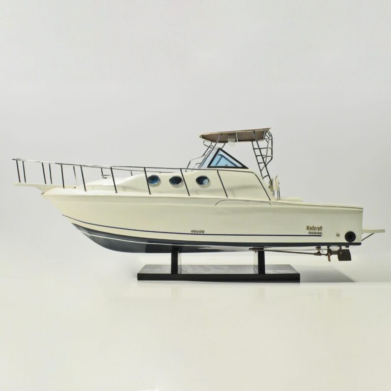 Maquette de bateau en bois faite à la main du Wellcraft (70cm)